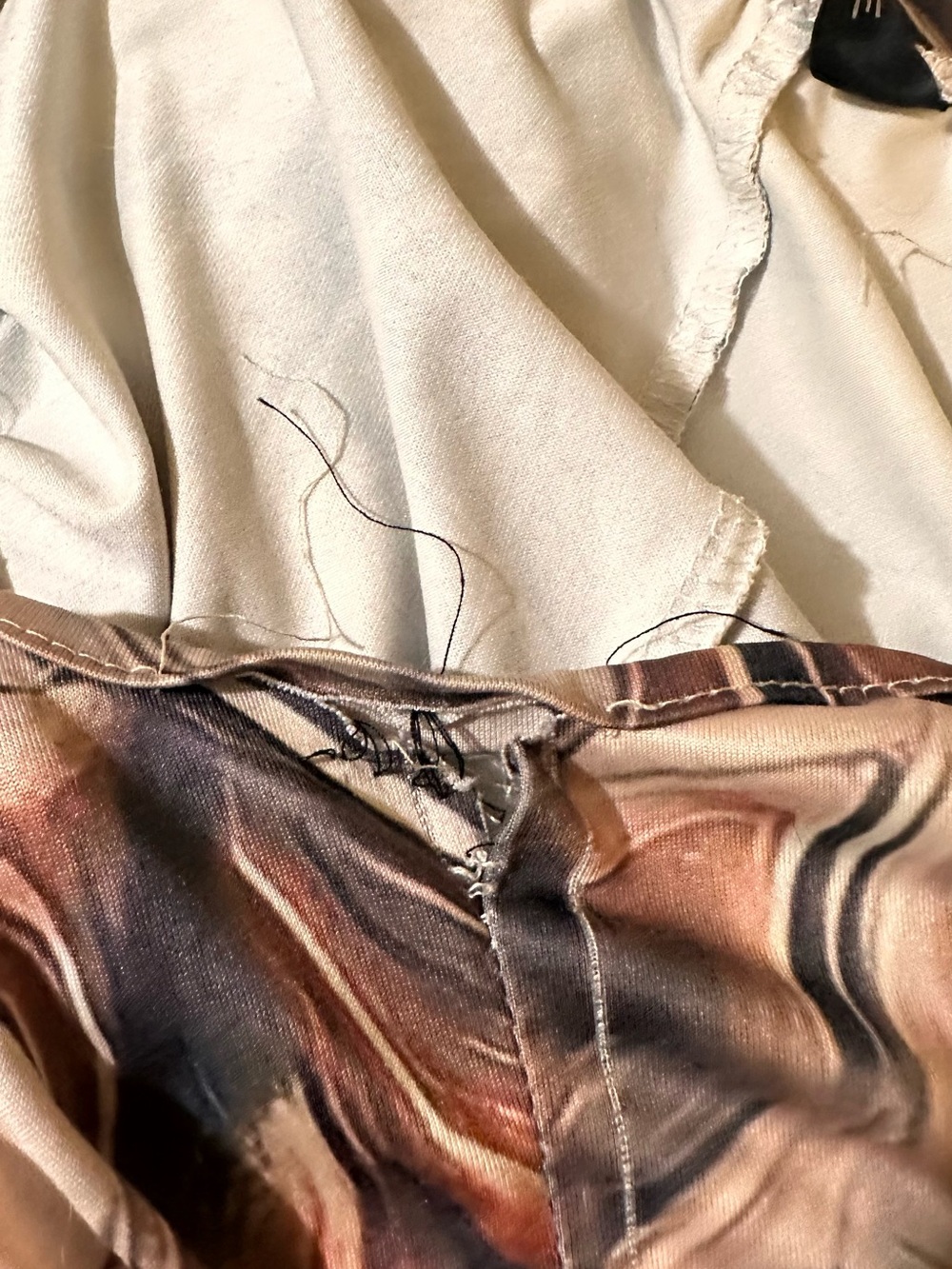 chic Marble Swirl Wide-Leg Jumpsuit in Peach, Black & Cream - Picture 13 of 13